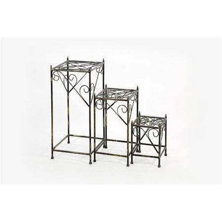 Ore International ORE International LB-1708 28 in. Square Cast-Iron Plant Stand; Set of 3 LB-1708